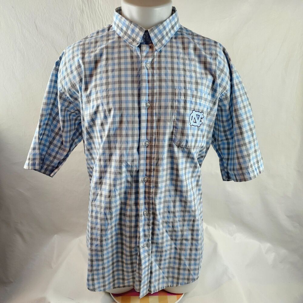 Campus Specialties UNC Tar Heels Shirt Mens 2XL Blue Plaid Button Down College